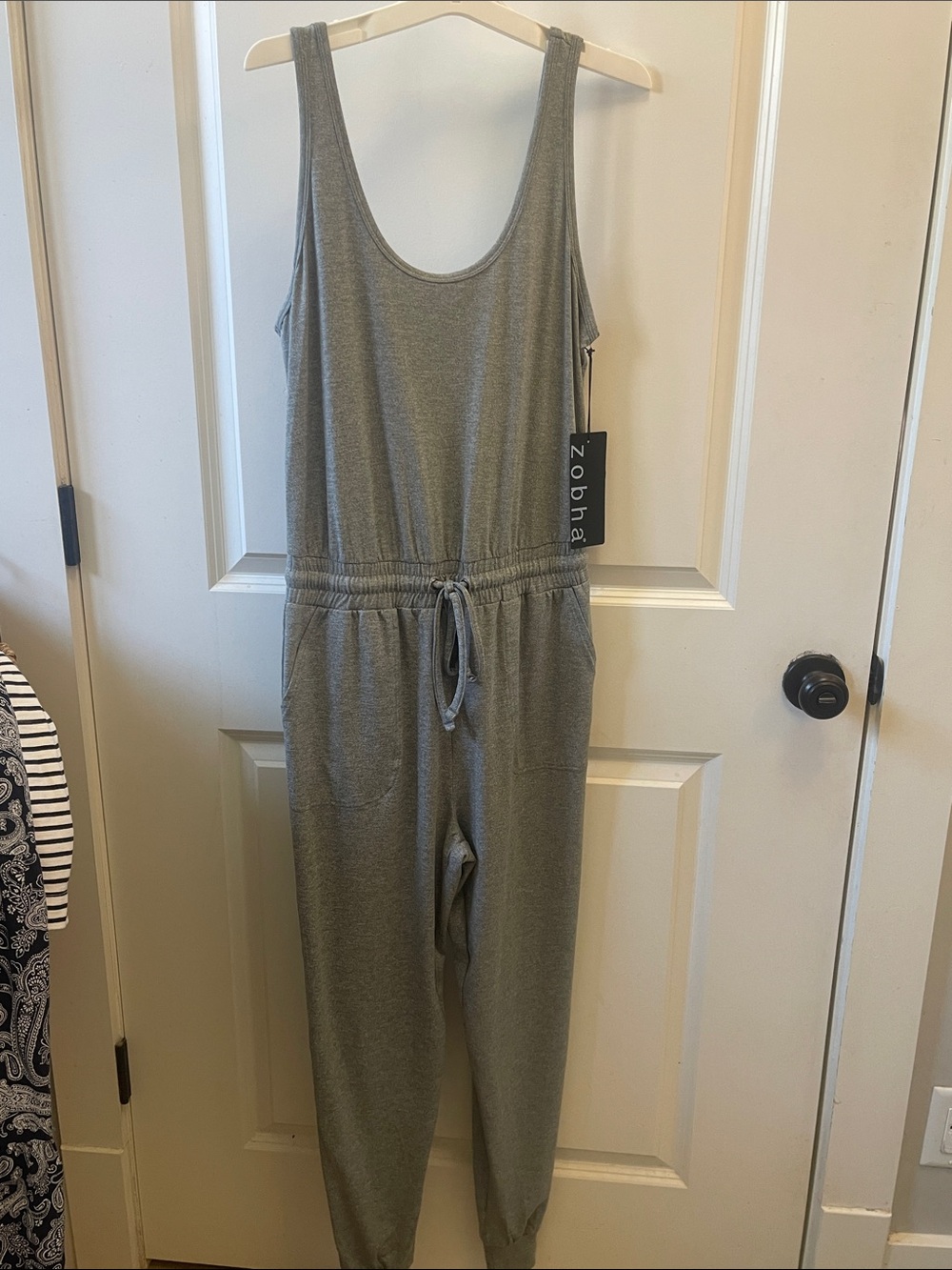 Zobha Light Gray Scoop-Neck Sleeveless Jumpsuit